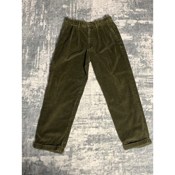 Docker's Pants Men's Corduroy Relaxed Cuffed Khakis - Olive Green - 30/30 - Picture 1 of 5